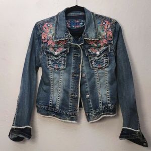 Grace In LA Embroidered Denim Jacket